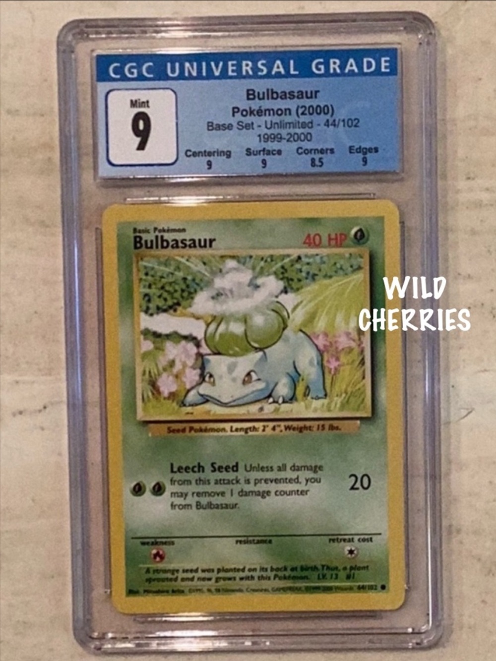 Bulbasaur 1999-2000 4th Print 44/102 Pokemon Base Set CGC 9 #44 Subgrades WOTC